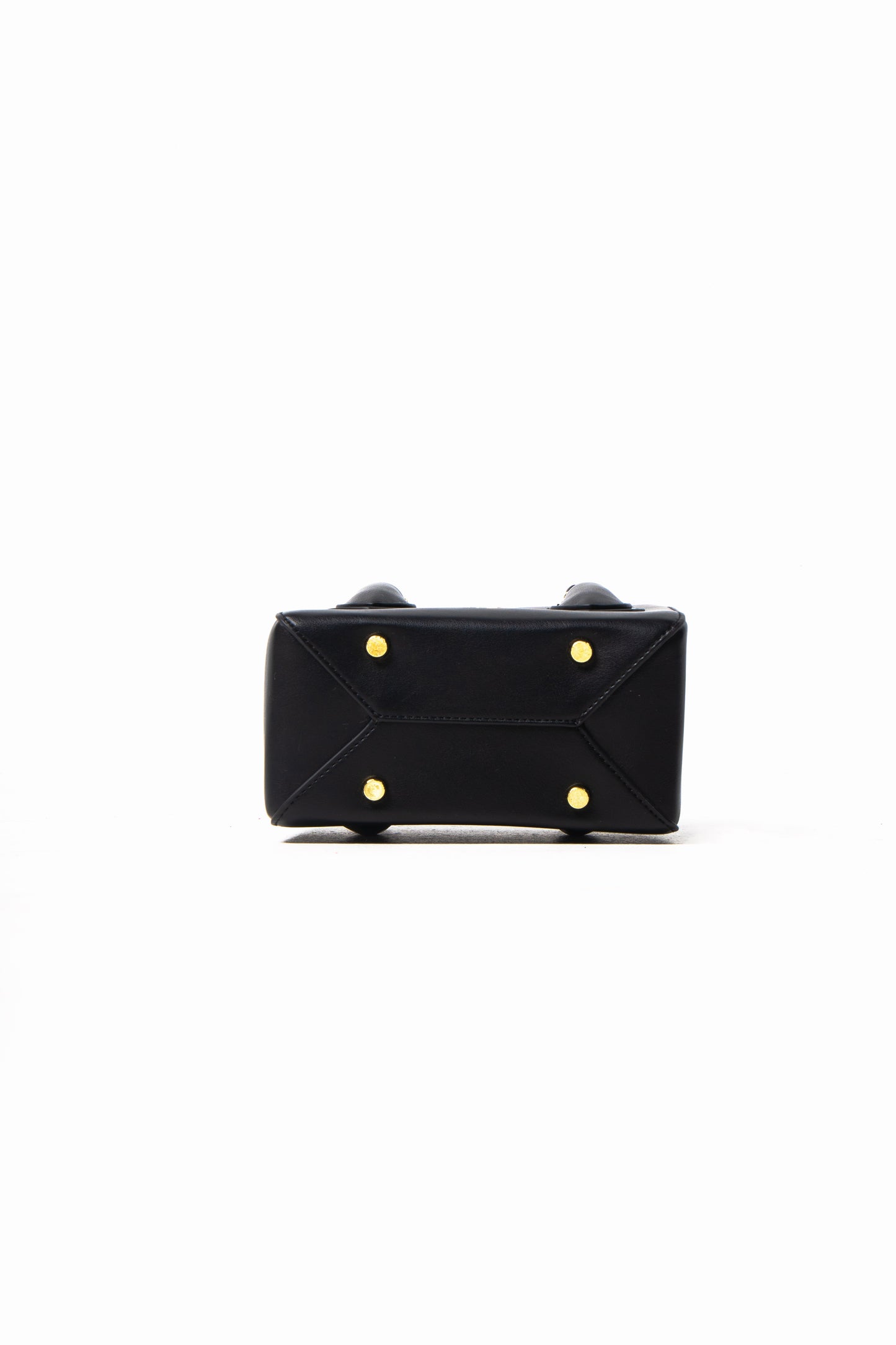 'Ruka' Black Boxy Tote With Gold Hardware