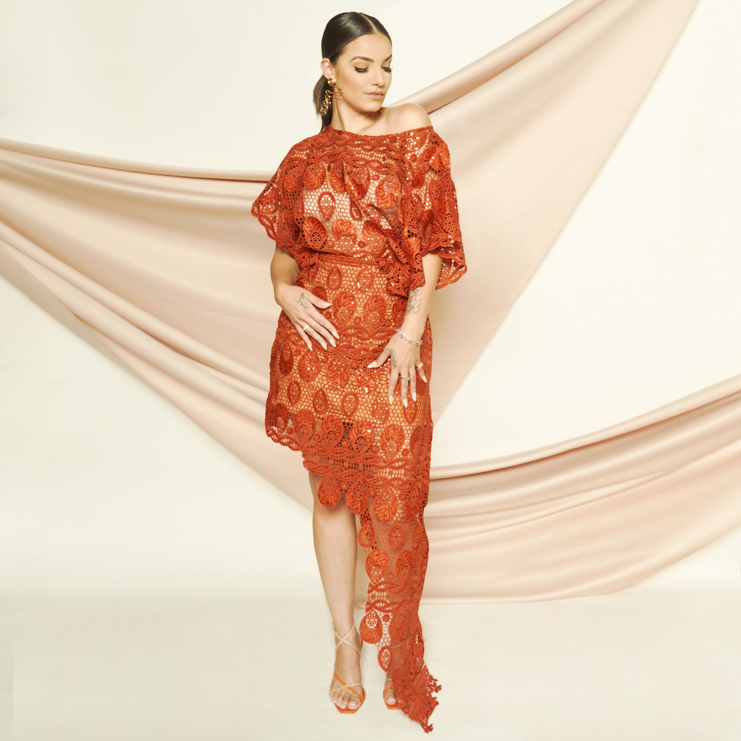 Copper Asymmetrical Skirt