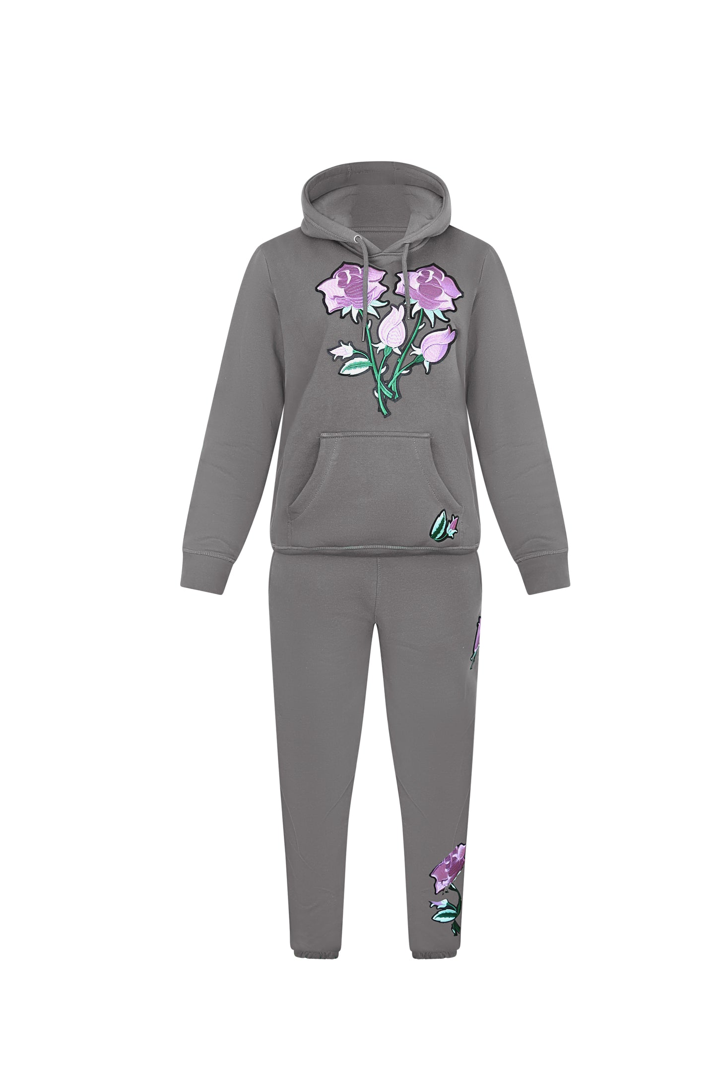 Floral Organic Cotton Sweatshirt WIth Matching Sweatpants Grey