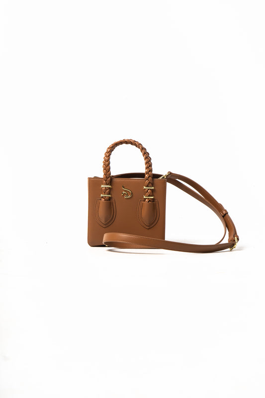 'Oyin' Brown Boxy Tote With Gold Hardware
