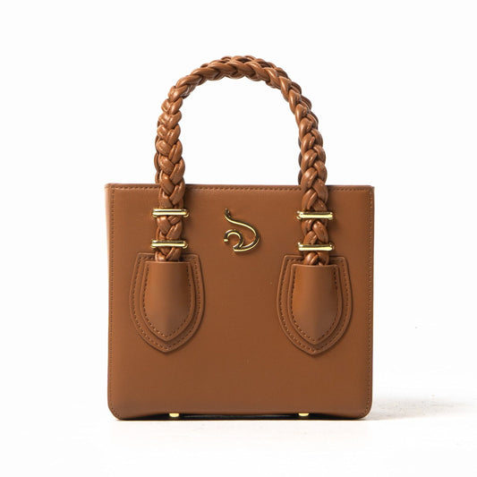 'Oyin' Brown Boxy Tote With Gold Hardware